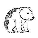 bear side outline with paisleys inside, minimalistic with a lot of white space. tattoo design idea