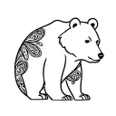 bear side outline with paisleys inside, minimalistic with a lot of white space. tattoo design idea