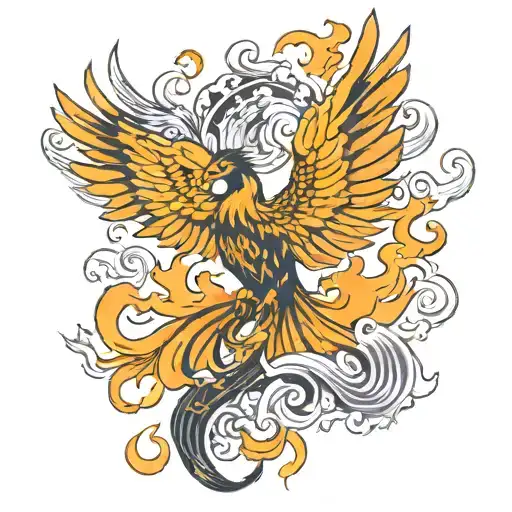 phoenix with outstretched wings tattoo design idea