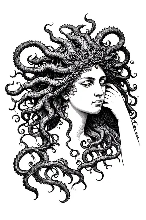 The Medusa Holding the Head goddess tattoo design idea