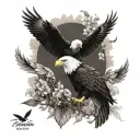 American bald eagle, phoenix, mountain,Taraxacum, dandelions, butterflies, bees, life of tree, tattoo design idea