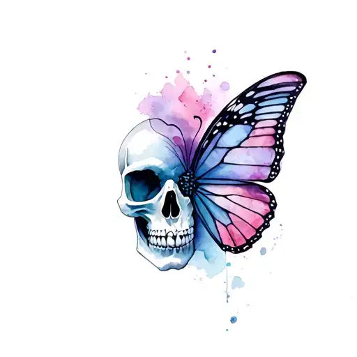 Half Skull Half Butterfly tattoo design idea