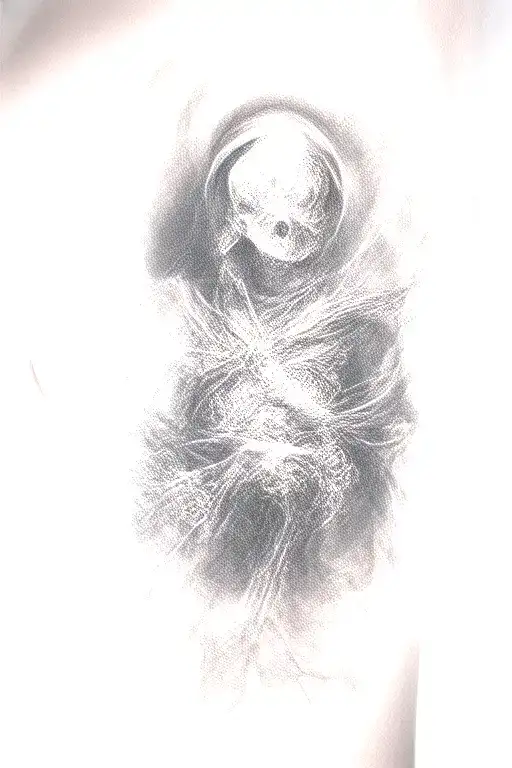 full tattoo sleeve grim reaper at the top, a broken clock tattoo design idea