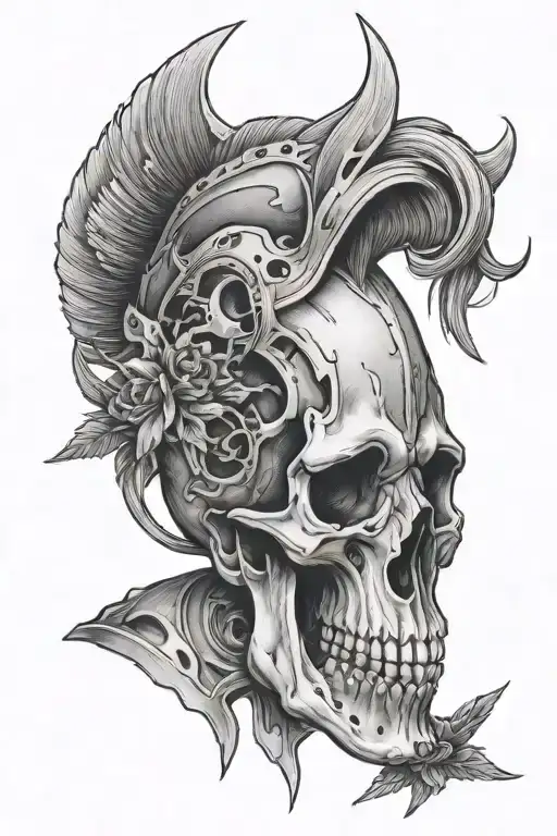 war horse skull tattoo design idea