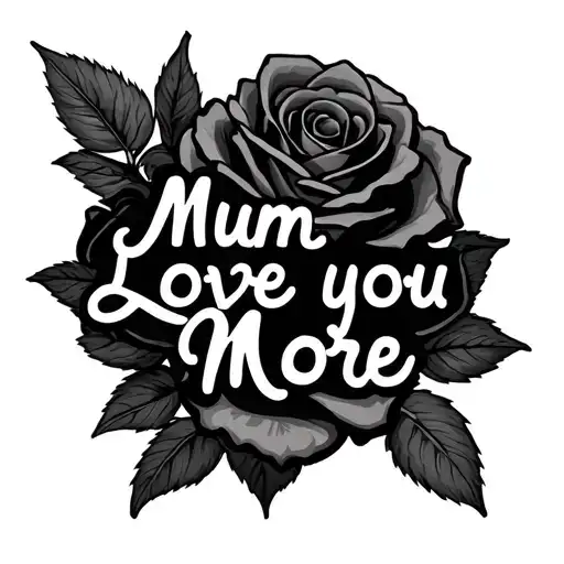 "Mum Love you More" rose infinity symbol tattoo design idea