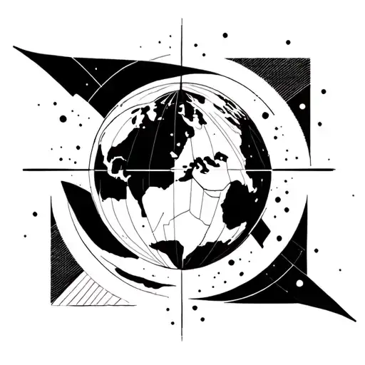 planet earth with tattoo design idea
