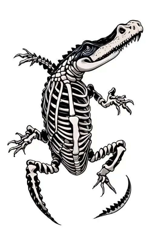 alligator skeleton tattoo design idea
