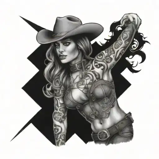 cowgirl tattoo arm sleeve tattoo design idea