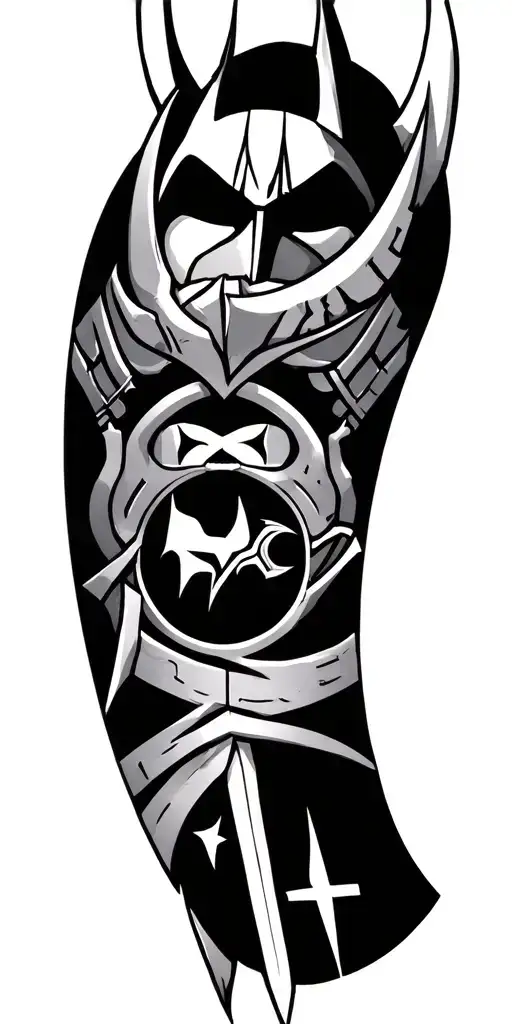 viking runes, with skyrim, star wars and batman logos tattoo design idea