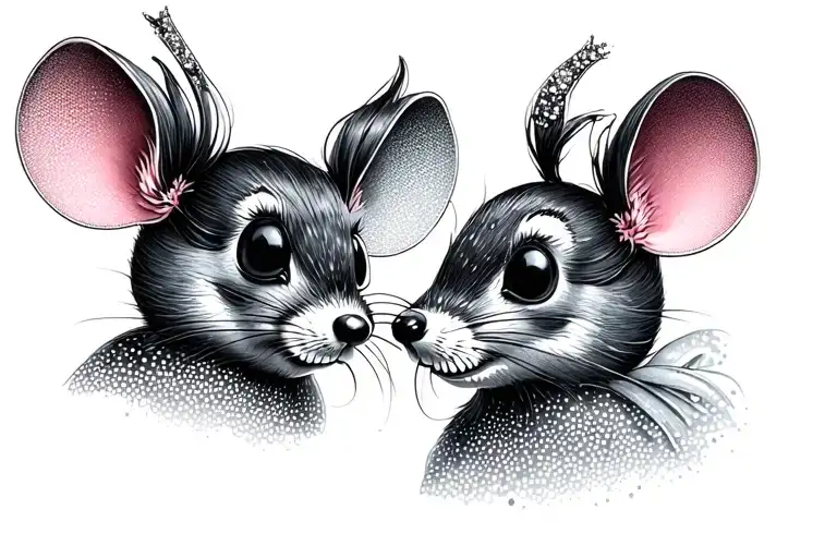 Sister matching tattoos in color of Gus the mouse from Cinderella tattoo design idea