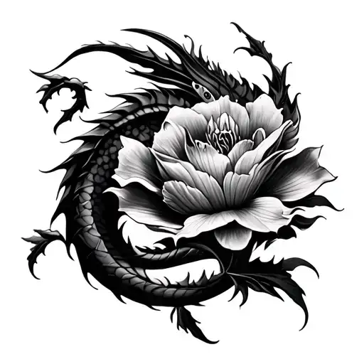 dragon sexy sweet pea flower tattoo design idea
