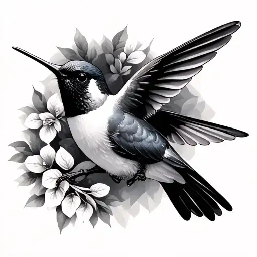hummingbird and cardinal bird flying tattoo design idea