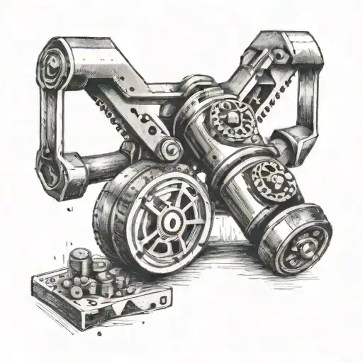 A dumbbell with movie reel details incorporated into the design tattoo design idea