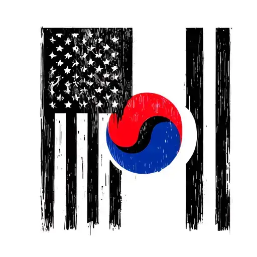 korean american flag intertwined tattoo design idea