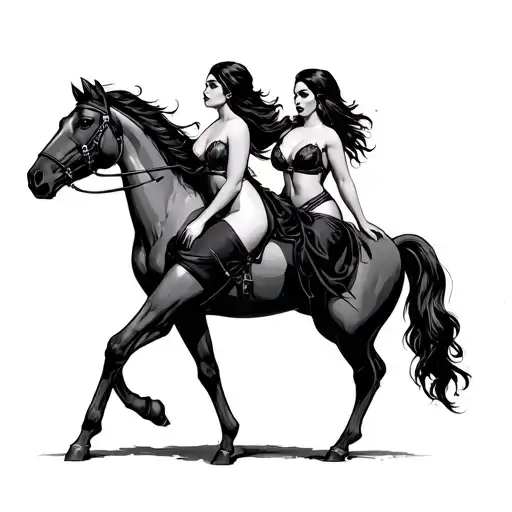 four horsemen pin up girl tattoo design idea