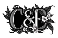 c and e letters cursive writing tattoo design idea