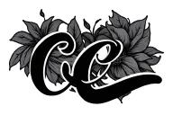 c and e letters cursive writing tattoo design idea