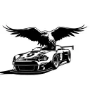 raven with the number 9 abd fast and furious car racing tattoo design idea
