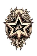 upside down 5 point star tattoo design idea