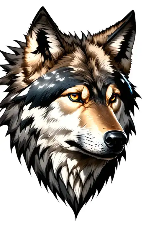 wolf head evil and good tattoo design idea