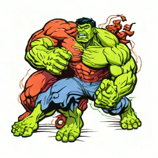 hulk fighting red hulk tattoo design idea