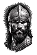 3 warrior styles, each warrior separately: Viking, Spartan, Samurai tattoo design idea