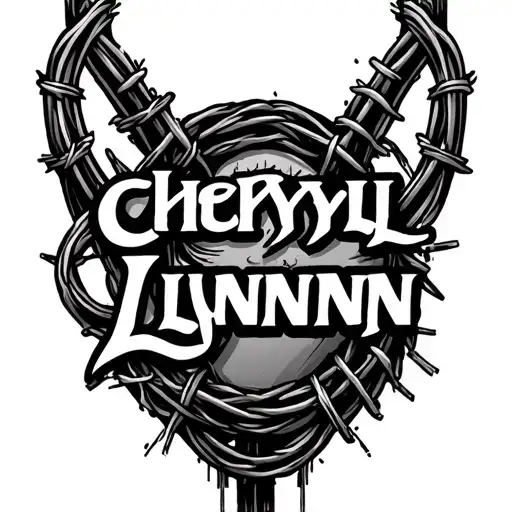 "Cheryl-Lynn" barb wire tattoo name tattoo design idea