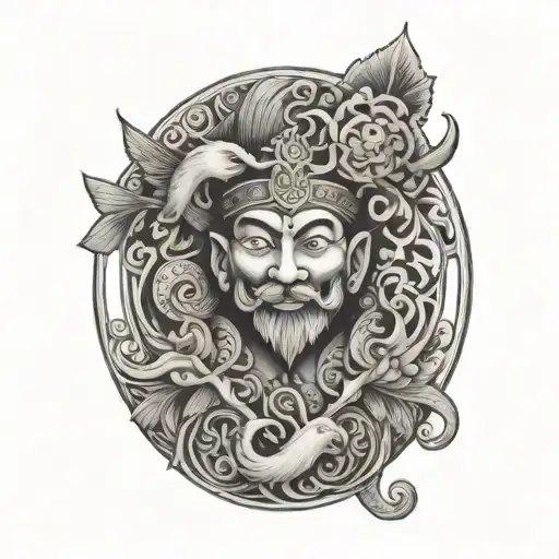 multicultural tattoo with IRISH, english, peruvian and vietnamese culture tattoo design idea