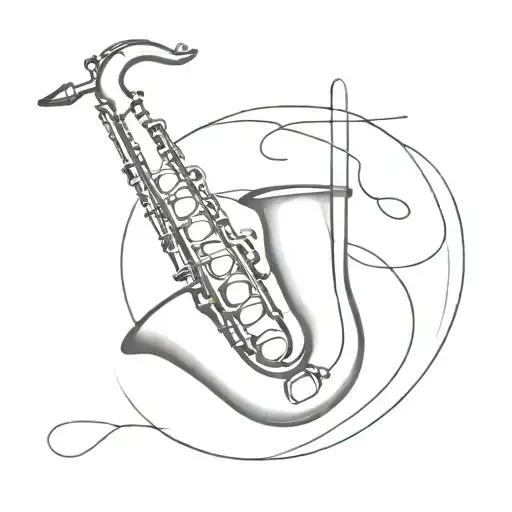 Saxophone instrument with letter A, Z, Z next to it tattoo design idea