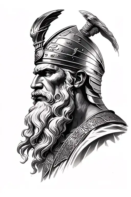 Gladiator and Zeus tattoo design idea