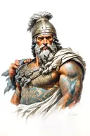 Gladiator and Zeus tattoo design idea