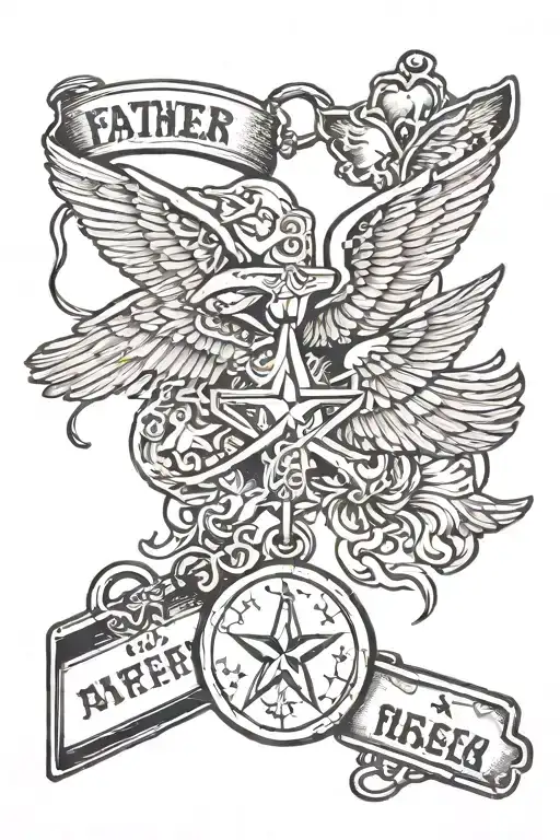 Father and Son Airforce dog tags tattoo design idea