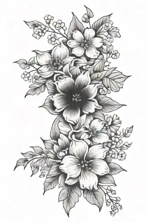 july and october birthflower and my cat's paw print tattoo design idea