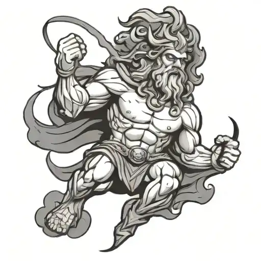 Zeus striking down with a lightning bolt tattoo design idea