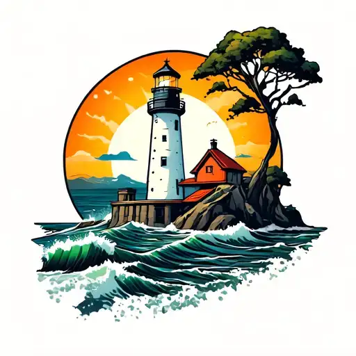 lighthouse standing tall tattoo design idea