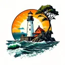 lighthouse standing tall tattoo design idea