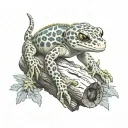 leopard gecko wrapped on log tattoo design idea