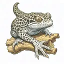 leopard gecko wrapped on log tattoo design idea