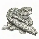 leopard gecko wrapped on log tattoo design idea