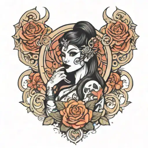 women posing tattoo design idea