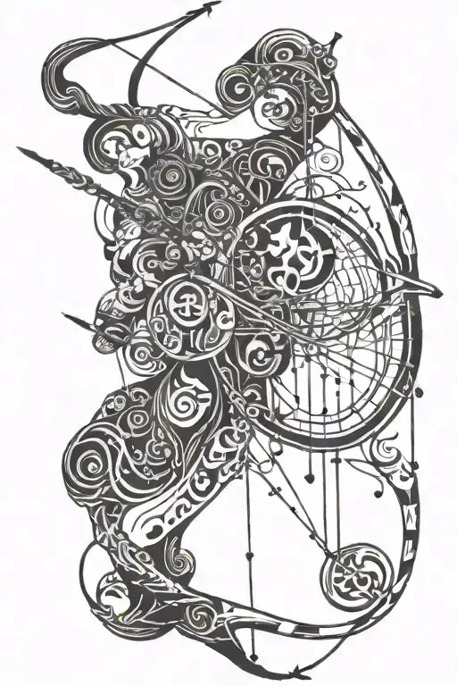 art, music, archery  tattoo design idea