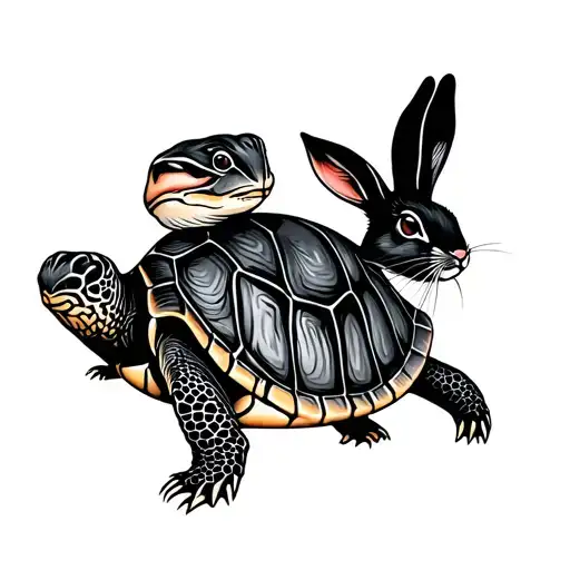 turtle and rabbit  tattoo design idea