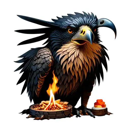 gryphon roasting marshmallows tattoo design idea