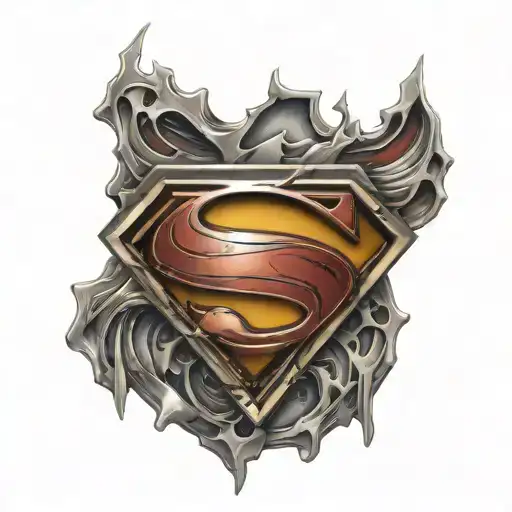 Super-Man logo steel plate tattoo design idea