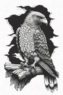 hawk sitting tattoo design idea