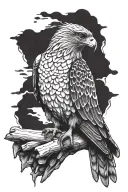 hawk sitting tattoo design idea
