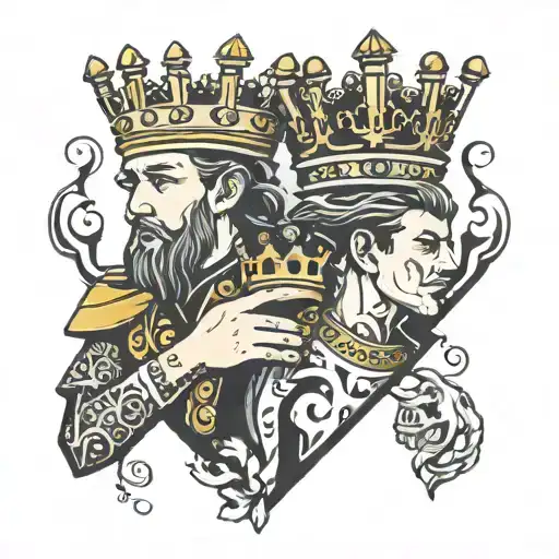 king passing crown to prince  tattoo design idea