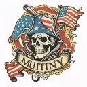 MUTINY text 'IGY6' us flag tattoo design idea