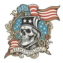 MUTINY text 'IGY6' us flag tattoo design idea