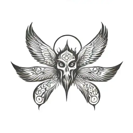 seraphim, 6 wings, centre eye tattoo design idea